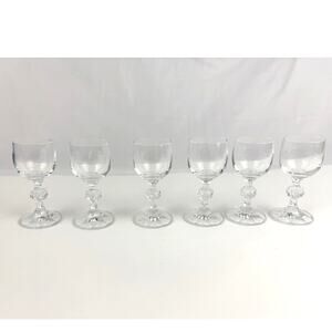 Set of 6 Claudia Liqueur Glasses Cut Knob‎ Stem Lead Crystal Czechoslovakia